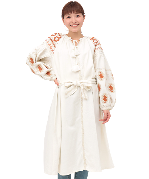 麦8610　amina アミナコレクション 綿チュニック　2枚おまとめ Amina ボヘリゾ刺繍ワンピース【WEB限定】 / ワンピース
