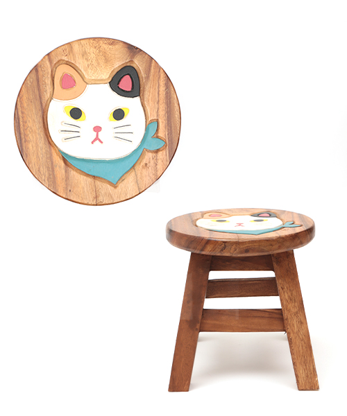 ラウンドスツール スカーフネコ ミケ / 椅子・スツール | エスニック