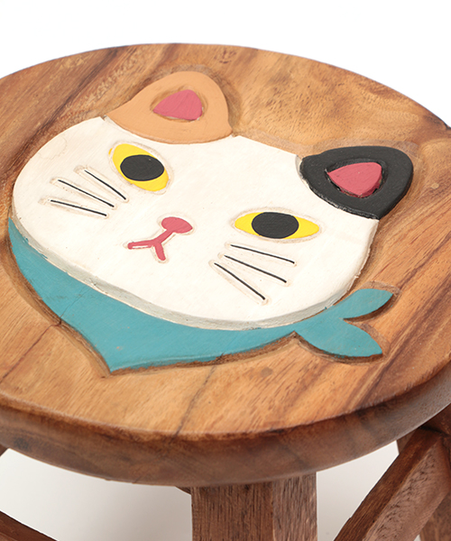 ラウンドスツール スカーフネコ ミケ / 椅子・スツール | エスニック