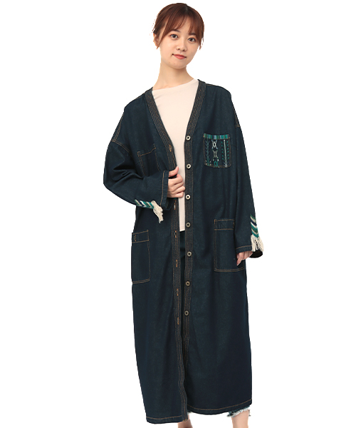 グアテマラ刺繍デニムガウン(大きいサイズ) / ワンピース