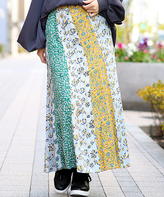 チチカカ |エコフレンドリーダイ ブロックプリントフラワーパッチスカート