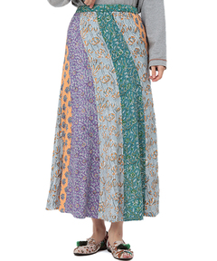 チチカカ |エコフレンドリーダイ ブロックプリントフラワーパッチスカート