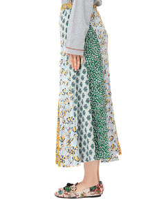 チチカカ |エコフレンドリーダイ ブロックプリントフラワーパッチスカート