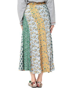 チチカカ |エコフレンドリーダイ ブロックプリントフラワーパッチスカート