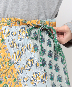 チチカカ |エコフレンドリーダイ ブロックプリントフラワーパッチスカート