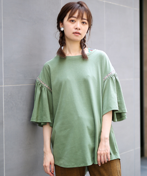 袖ライン刺繍トップス / Tシャツ・カットソー | エスニック