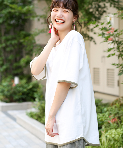 カラードパイピングTシャツ / Tシャツ・カットソー | エスニック カラードパイピングTシャツ / Tシャツ・カットソー | エスニック