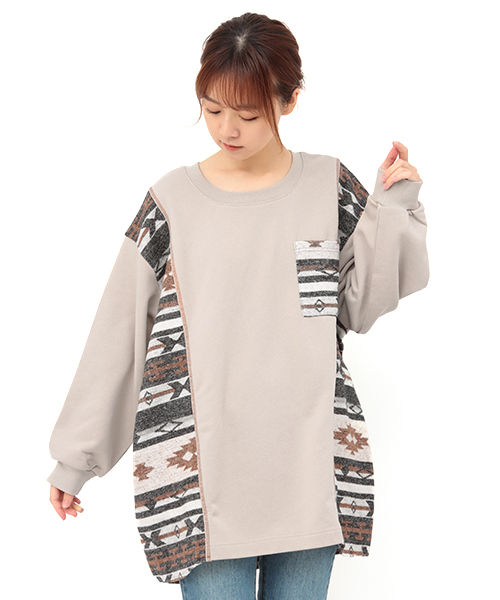 チチカカ ジャガードシフトチュニック ベージュ ジャカードシフト