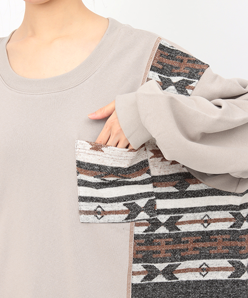 チチカカ ジャガードシフトチュニック ベージュ ジャカードシフト