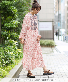 チチカカ |リーフプリントバロチ風ワンピース