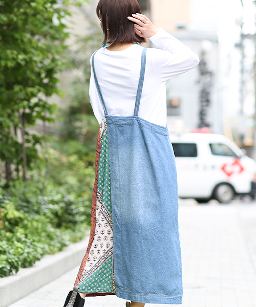 リメイクパッチデニムサロペットスカート / サロペット