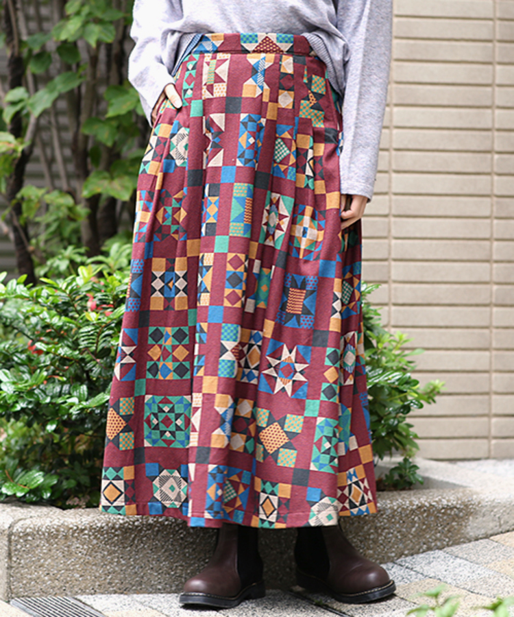 チチカカ |アメリカンキルトプリントスカート