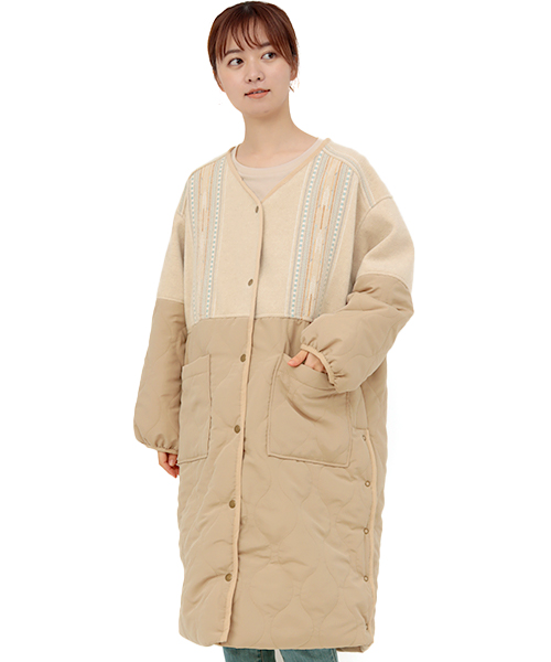 キルトコンビチマヨ刺繍コート / コート | エスニックファッション