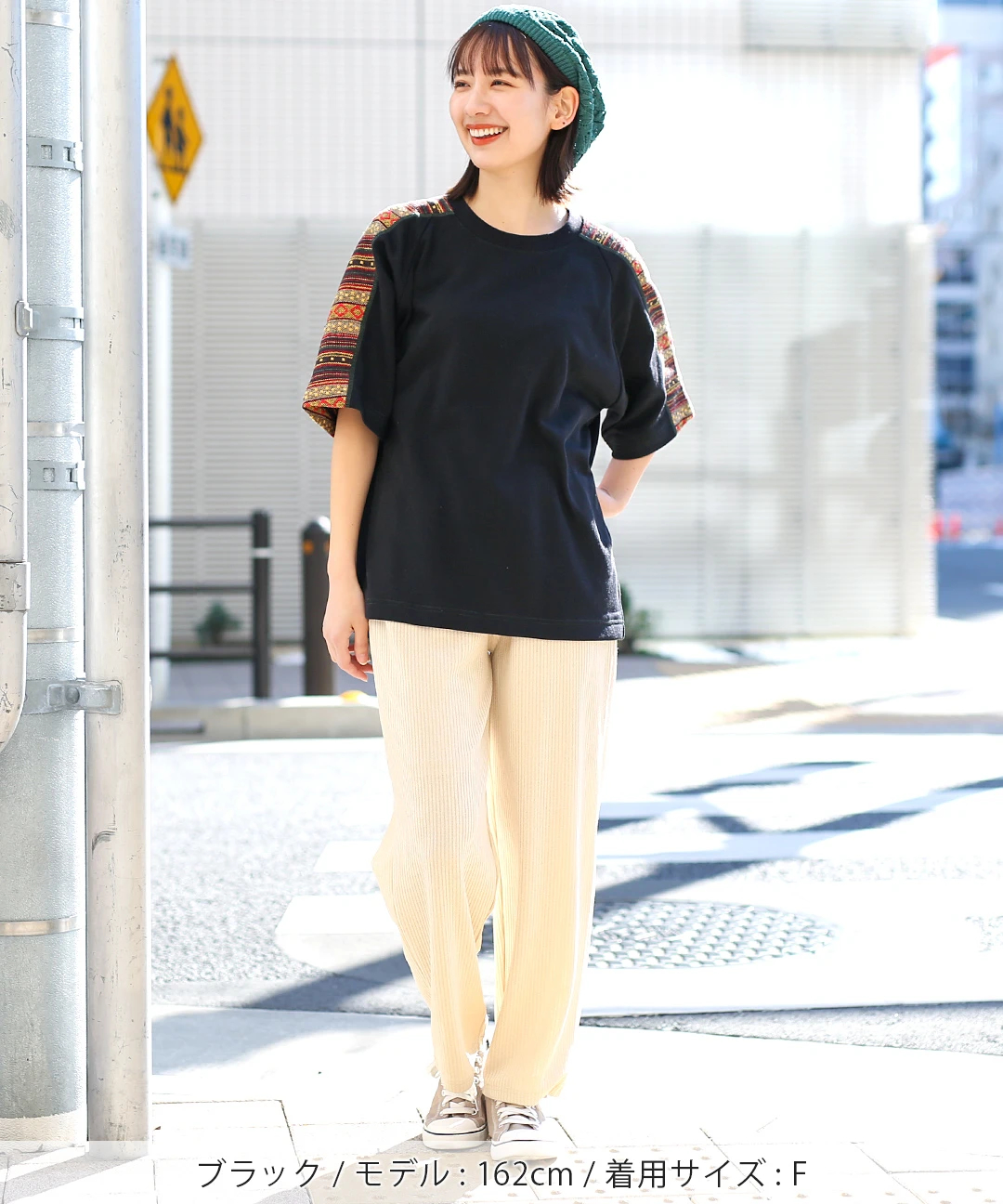チチカカ　ジャガードヨークTシャツ　ブラック ジャカードヨークTシャツ / Tシャツ・カットソー | エスニック
