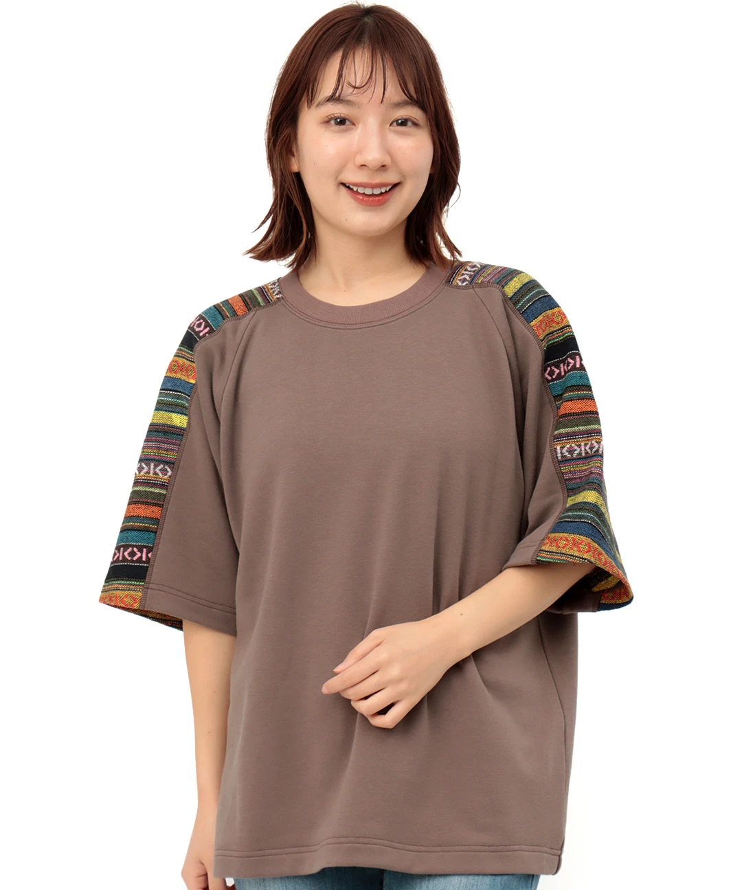 チチカカ　ジャガードヨークTシャツ　ブラック ジャカードヨークTシャツ / Tシャツ・カットソー | エスニック