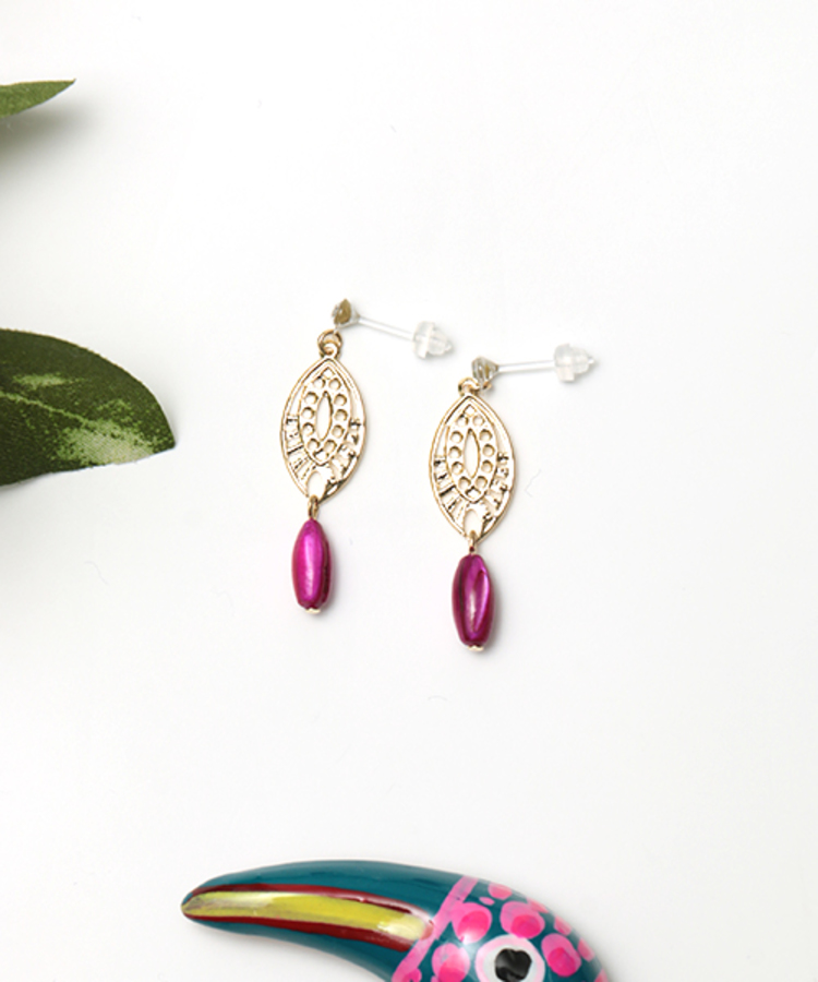 チチカカ |カラーマーブルビーズ樹脂ピアス