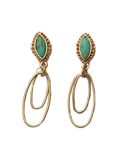 チチカカ |オーバルメタル×ターコイズピアス