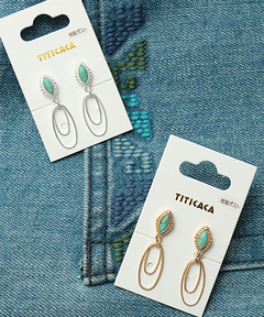 チチカカ |オーバルメタル×ターコイズピアス