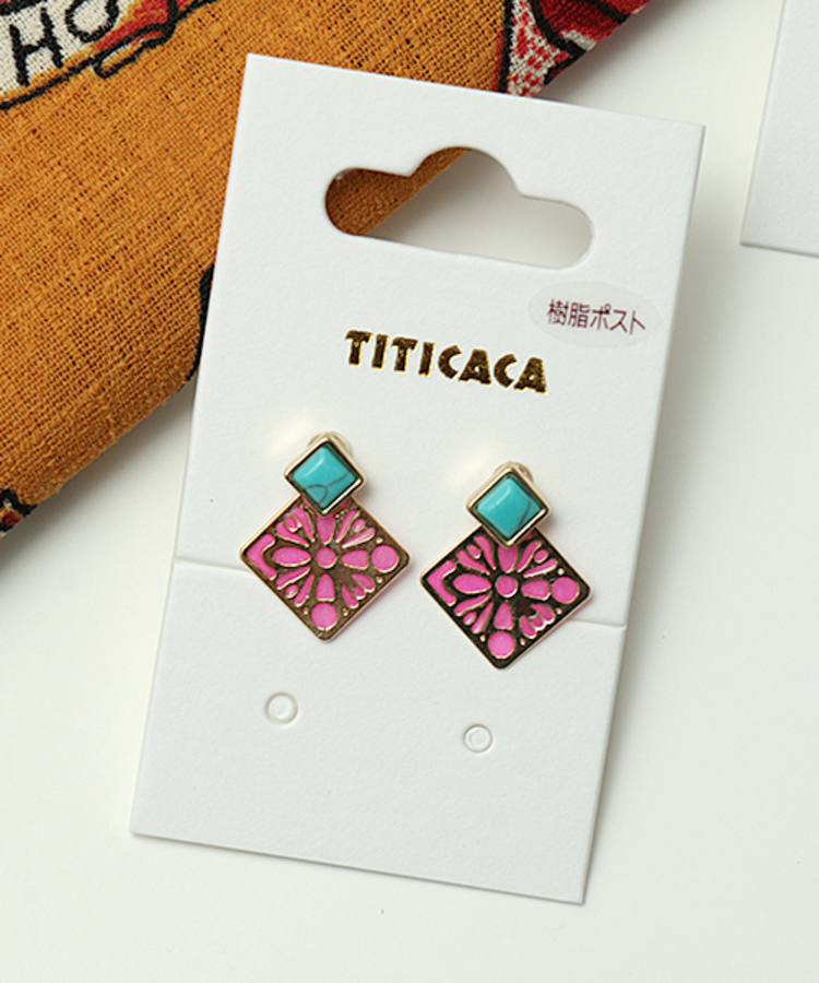 チチカカ |ターコイズ&ステンドグラスピアス