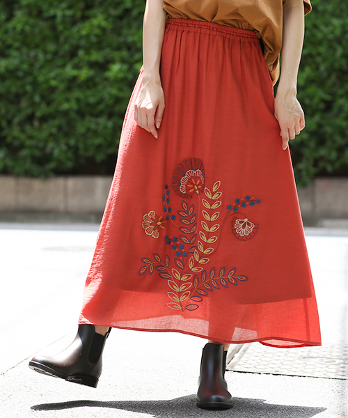 ボタニカル刺繍スカート / スカート | エスニックファッション＆雑貨の 