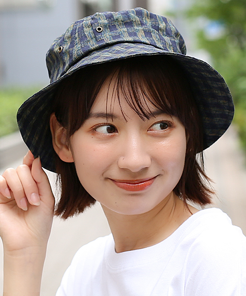 チェック柄バケットハット / ハット | エスニックファッション＆雑貨の