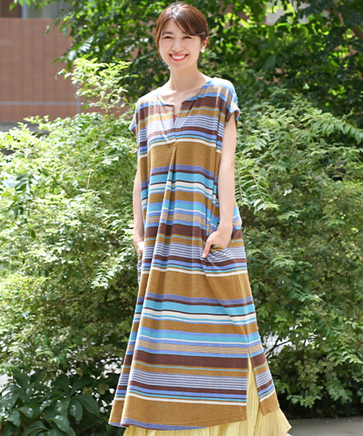 チチカカ |パイルマルチボーダーワンピース