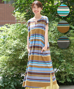 チチカカ |パイルマルチボーダーワンピース