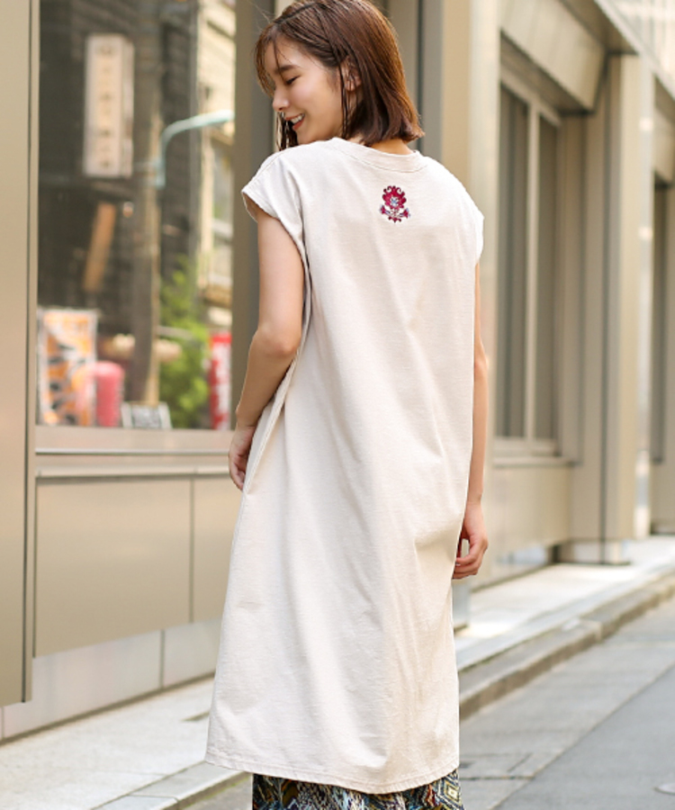 チチカカ |バックネック刺繍Tシャツワンピース