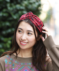 チェックヘアバンド