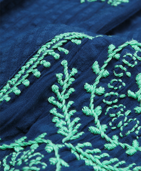 センソユニコ　ティアードワンピース 総柄　刺繍　インカモチーフ　リゾート 美しい刺繍が印象的なティアードワンピース | ルーク神戸