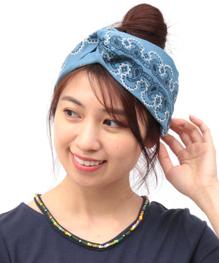チチカカ |デニム刺繍ヘアバンド