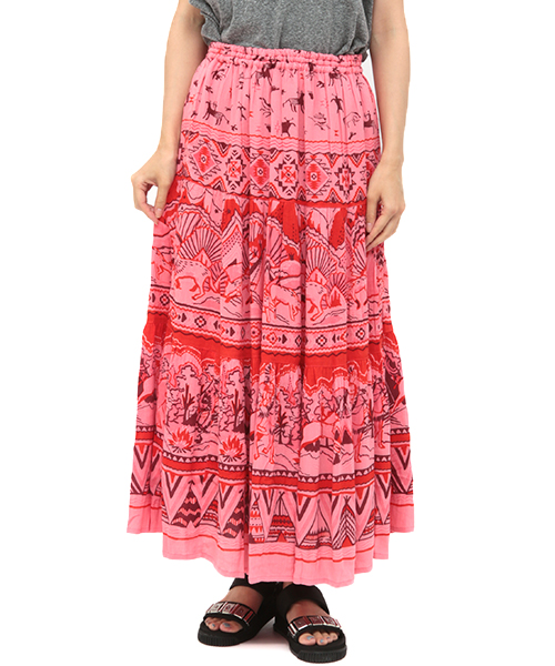 ichi Antiquites✮インディアブロックピンタックスカート ichi