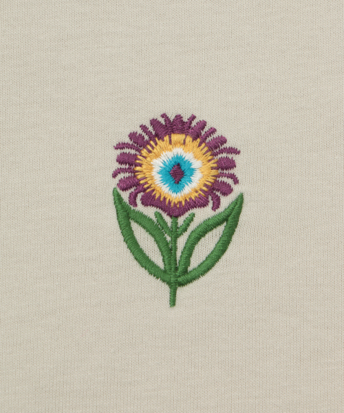 【ワンポイントの花刺繍☆】HERMES Fleurs zigzag Tシャツ Fleurs zigzag