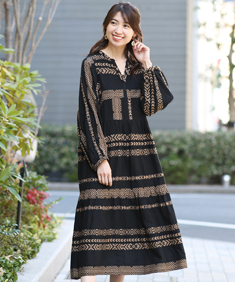 チチカカ |キカボーダージャカードワンピース
