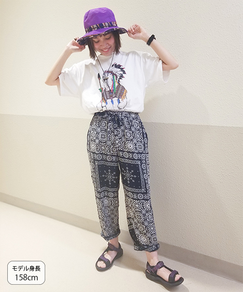tdgam出品 She's Closet パンツ 花柄フラワープリント＆アート柄ストレート
