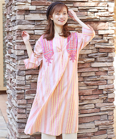 チチカカ |ナチュラルマルチストライプワンピース