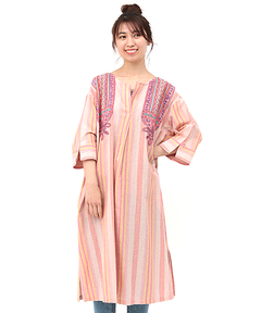 チチカカ |ナチュラルマルチストライプワンピース