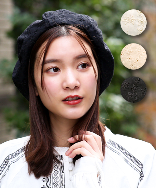 コットン刺繍レースベレー / ベレー帽 | エスニックファッション＆雑貨