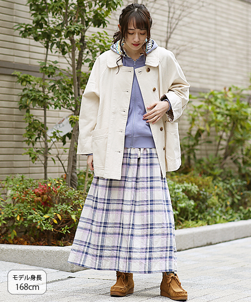 マルチチェック　ロングスカート emi+（エミプラス）の「マルチチェックフレアスカート（スカート