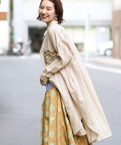 チチカカ |ストライプ×クロス刺繍シャツワンピース