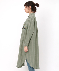 チチカカ |ストライプ×クロス刺繍シャツワンピース