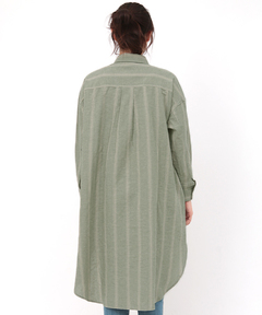 チチカカ |ストライプ×クロス刺繍シャツワンピース