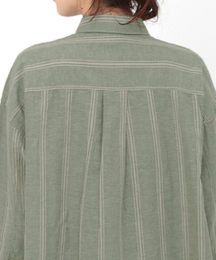 チチカカ |ストライプ×クロス刺繍シャツワンピース