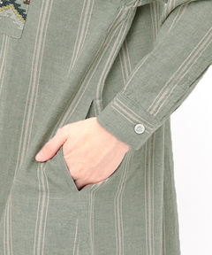 チチカカ |ストライプ×クロス刺繍シャツワンピース