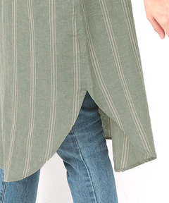 チチカカ |ストライプ×クロス刺繍シャツワンピース