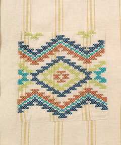 チチカカ |ストライプ×クロス刺繍シャツワンピース