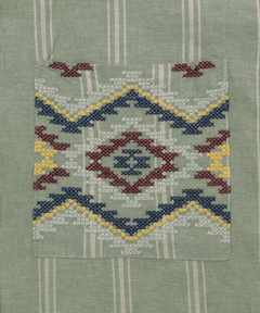 チチカカ |ストライプ×クロス刺繍シャツワンピース