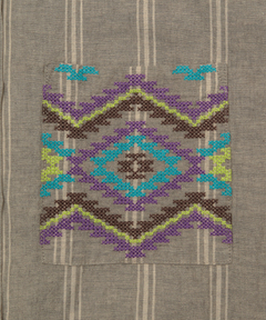 チチカカ |ストライプ×クロス刺繍シャツワンピース