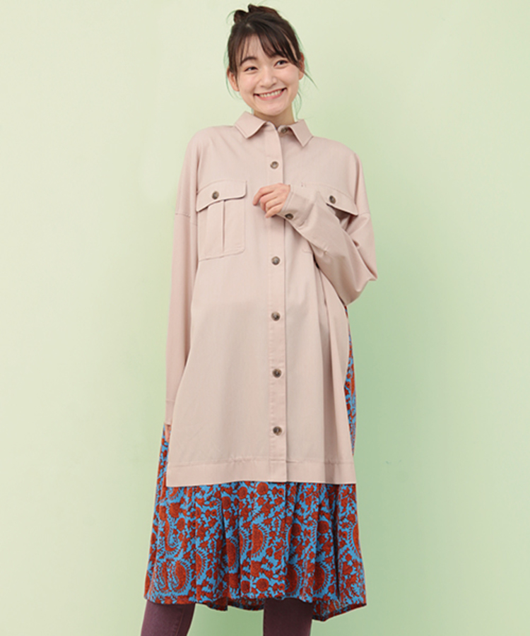 チチカカ |シャンブレープリントコンビワンピース