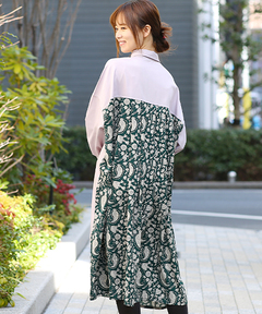 チチカカ |シャンブレープリントコンビワンピース